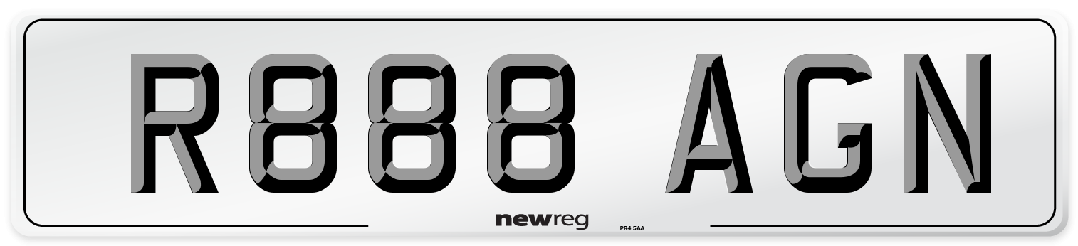 R888 AGN Number Plate from New Reg